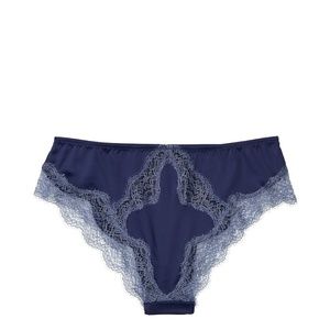 XS VS LUXE LINGERIE Satin Lace Thong-Back Panty Lace